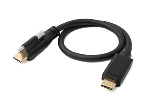 SYSTEM-S USB 3.1 Gen 2 100W Kabel 30 cm Typ C Stecker zu Stecker Schraube Adapter in Schwarz