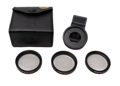 SYSTEM-S Makro Linse Set Zoom Close Up Filter Kit mit Clip Tasche in Schwarz