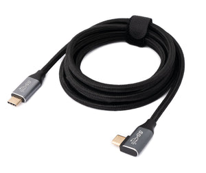 SYSTEM-S USB 3.1 Gen 2 100W Kabel 2 m Typ C Stecker zu Stecker Winkel geflochten Adapter in Schwarz