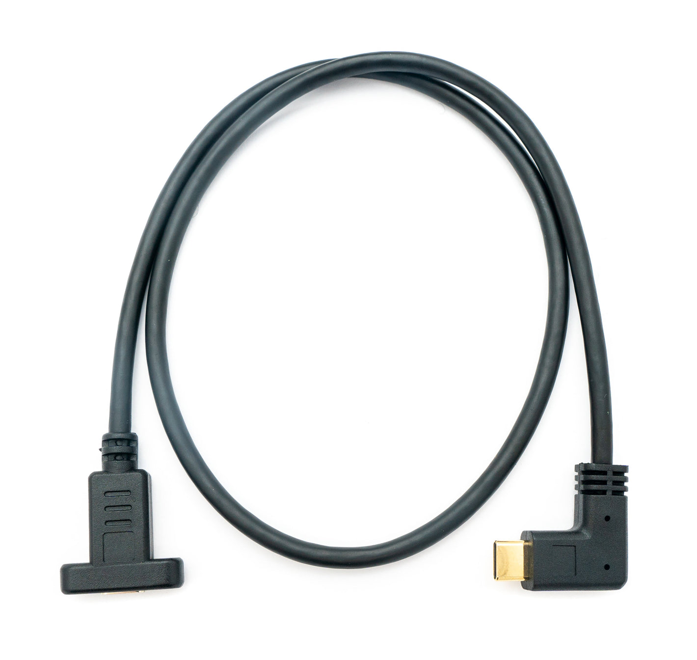 SYSTEM-S USB 3.1 Kabel 50 cm Typ C Stecker zu Buchse Schraube Winkel Adapter in Schwarz