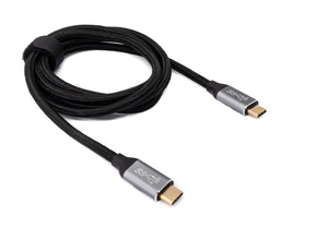 SYSTEM-S USB 3.1 Gen 2 100W Kabel 150 cm Typ C Stecker zu Stecker geflochten Adapter in Schwarz