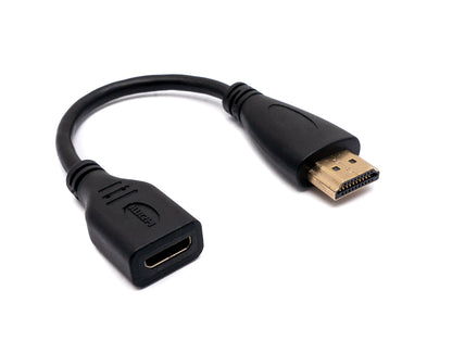 SYSTEM-S HDMI 1.4 Kabel 17 cm Standard Stecker zu Mini Typ C Buchse Adapter in Schwarz