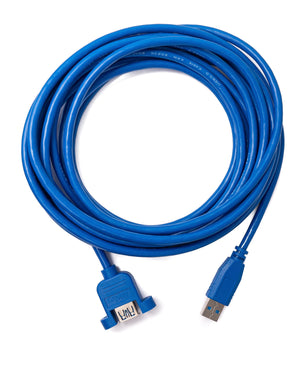 SYSTEM-S USB 3.0 cable 5 m type A male to female screw adapter in blue