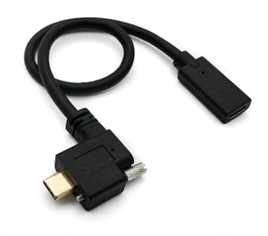 SYSTEM-S USB 3.1 cable 30 cm type C male to female screw angle adapter in black