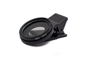 ND2 lens 37 mm neutral density gray filter with clip for smartphones in black