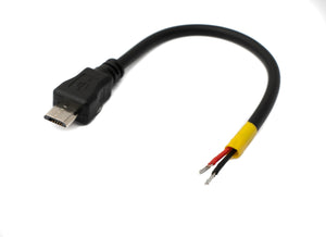SYSTEM-S USB 2.0 Kabel 10 cm Micro B Stecker zu 2x offene Kabelenden für Raspberry Pi