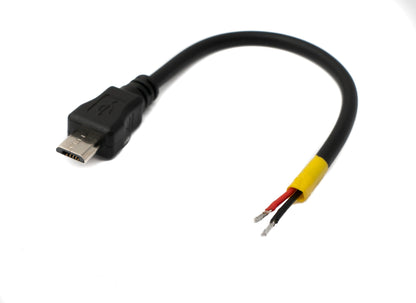 USB 2.0 cable 10 cm Micro B male to 2x open cable ends for Raspberry Pi 50€/m