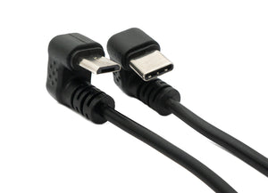 USB 3.1 cable 30 cm Type C & 2.0 Micro B male to female 180° angle in black