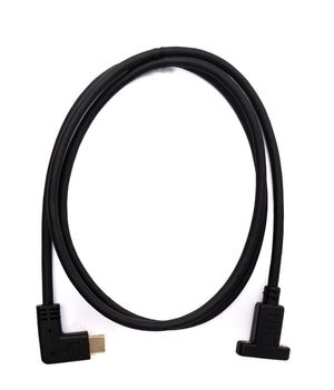 SYSTEM-S USB 3.1 Kabel 100 cm Typ C Stecker zu Buchse Schraube Winkel Adapter in Schwarz