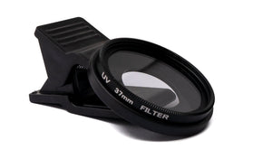 SYSTEM-S UV Filter 37 mm unbeschichtet Slim Linse mit Clip für Smartphones in Schwarz