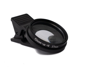 Objectif macro SYSTEM-S +8 zoom filtre gros plan avec clip en noir