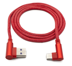 SYSTEM-S USB 3.1 cable 100cm type C plug to 3.0 type A plug braided angle in red