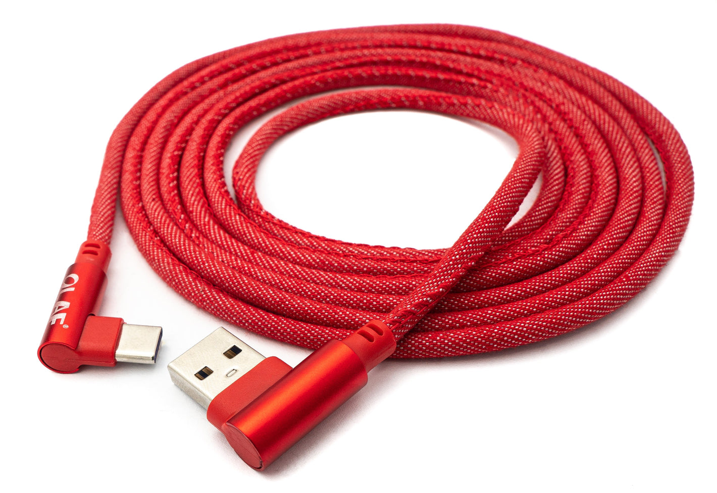 Cable USB 3.1 2 m Tipo C macho a 3.0 Tipo A macho ángulo trenzado en rojo