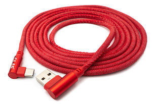 SYSTEM-S USB 3.1 cable 2 m type C plug to 3.0 type A plug braided angle in red