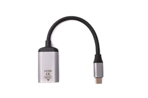 Cavo HDMI da 20 cm standard 1.4 femmina a adattatore USB 3.1 tipo C maschio in grigio