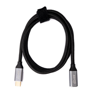 SYSTEM-S USB 3.1 Gen 2 100W Kabel 25 cm Typ C Stecker zu Buchse geflochten Adapter in Schwarz