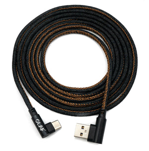 SYSTEM-S USB 3.1 Kabel 2 m Typ C Stecker zu 3.0 Typ A Stecker geflochten Winkel Schwarz