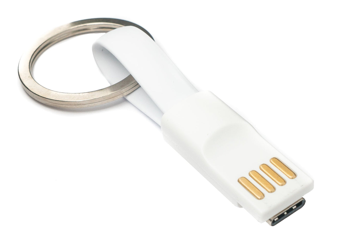 SYSTEM-S USB 3.1 key chain cable 10cm Type C plug to 2.0 Type A plug in white