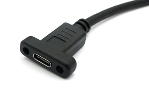 SYSTEM-S USB 3.1 cable 30 cm type C male to female screw adapter in black