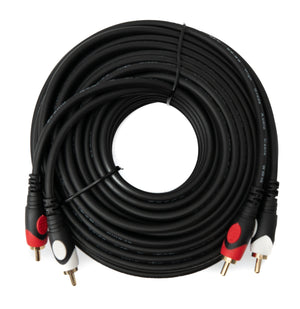 Câble SYSTEM-S Cinch 2 RCA 10 m adaptateur AV stéréo mâle vers mâle en noir