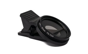 Filtre CPL objectif 37 mm avec clip pour smartphones en noir