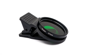 Filtro de color verde lente de 37 mm color con clip para smartphones en negro