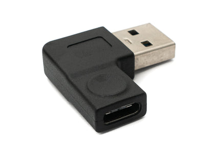 SYSTEM-S USB 3.1 adapter type C female to 3.0 type A male angle cable in black