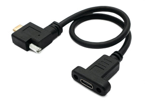 SYSTEM-S USB 3.1 cable 30 cm type C male to female screw angle adapter in black