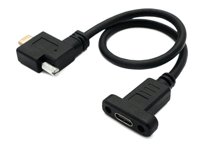 SYSTEM-S USB 3.1 Kabel 30 cm Typ C Stecker zu Buchse Schraube Winkel Adapter in Schwarz