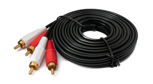 Câble SYSTEM-S Cinch 2 RCA 5 m adaptateur AV stéréo mâle vers mâle en noir