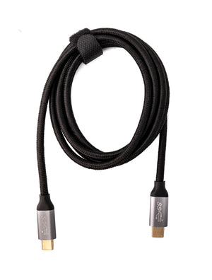 SYSTEM-S USB 3.1 Gen 2 100W Kabel 150 cm Typ C Stecker zu Stecker geflochten Adapter in Schwarz