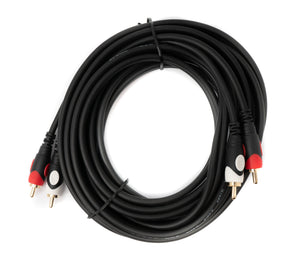 Câble SYSTEM-S Cinch 2 RCA 5 m adaptateur AV stéréo mâle vers mâle en noir