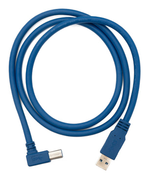 Câble USB 3.0 1,8 m type B mâle vers type A mâle angle en bleu