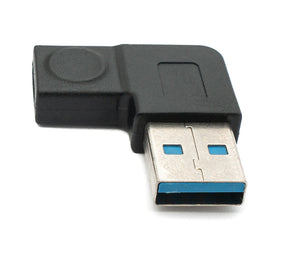 Adaptateur SYSTEM-S USB 3.1 type C femelle vers câble coudé 3.0 type A mâle en noir