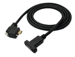 Câble USB 3.1 100 cm Type C mâle vers femelle adaptateur d'angle à vis en noir