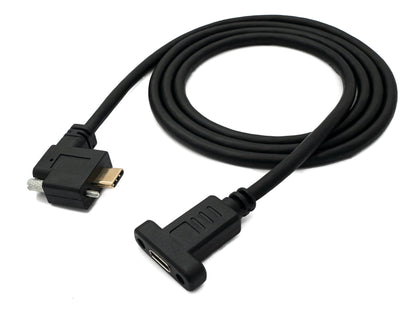 Cable USB 3.1 100cm Tipo C Adaptador de ángulo de tornillo macho a hembra en negro