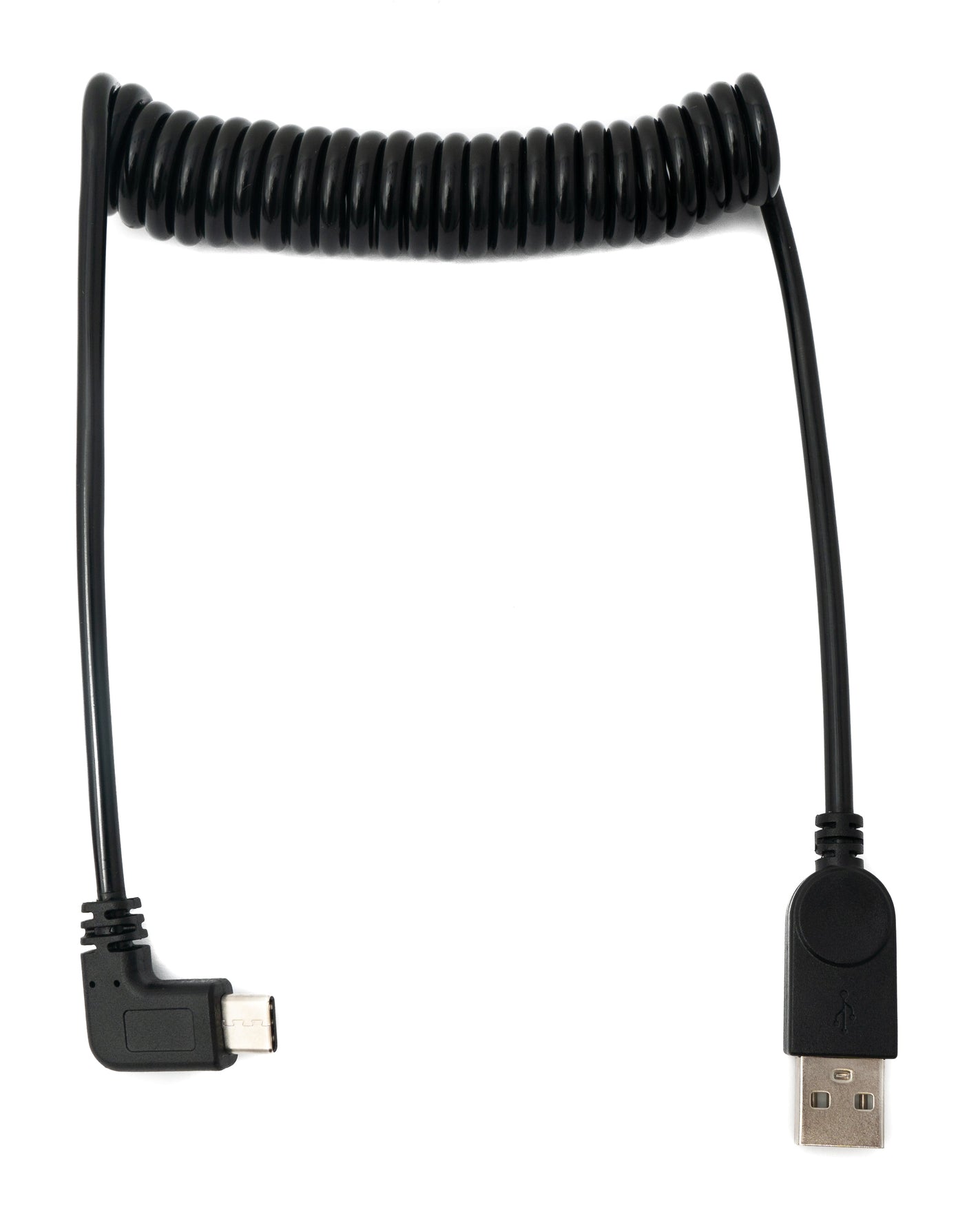 SYSTEM-S USB 3.1 Kabel 120 cm Typ C Stecker zu A Stecker Spirale Winkel Adapter Schwarz