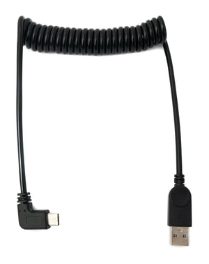 SYSTEM-S USB 3.1 cable 120 cm type C plug to A plug spiral angle adapter black