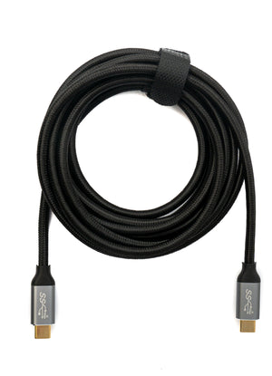 SYSTEM-S USB 3.1 Gen 2 cable 3 m type C male to male braided adapter in black