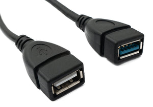 SYSTEM-S USB 3.0 Kabel 30cm Typ A & 2.0 Typ A Buchse zu 3.0 Typ A Stecker Adapter Schwarz