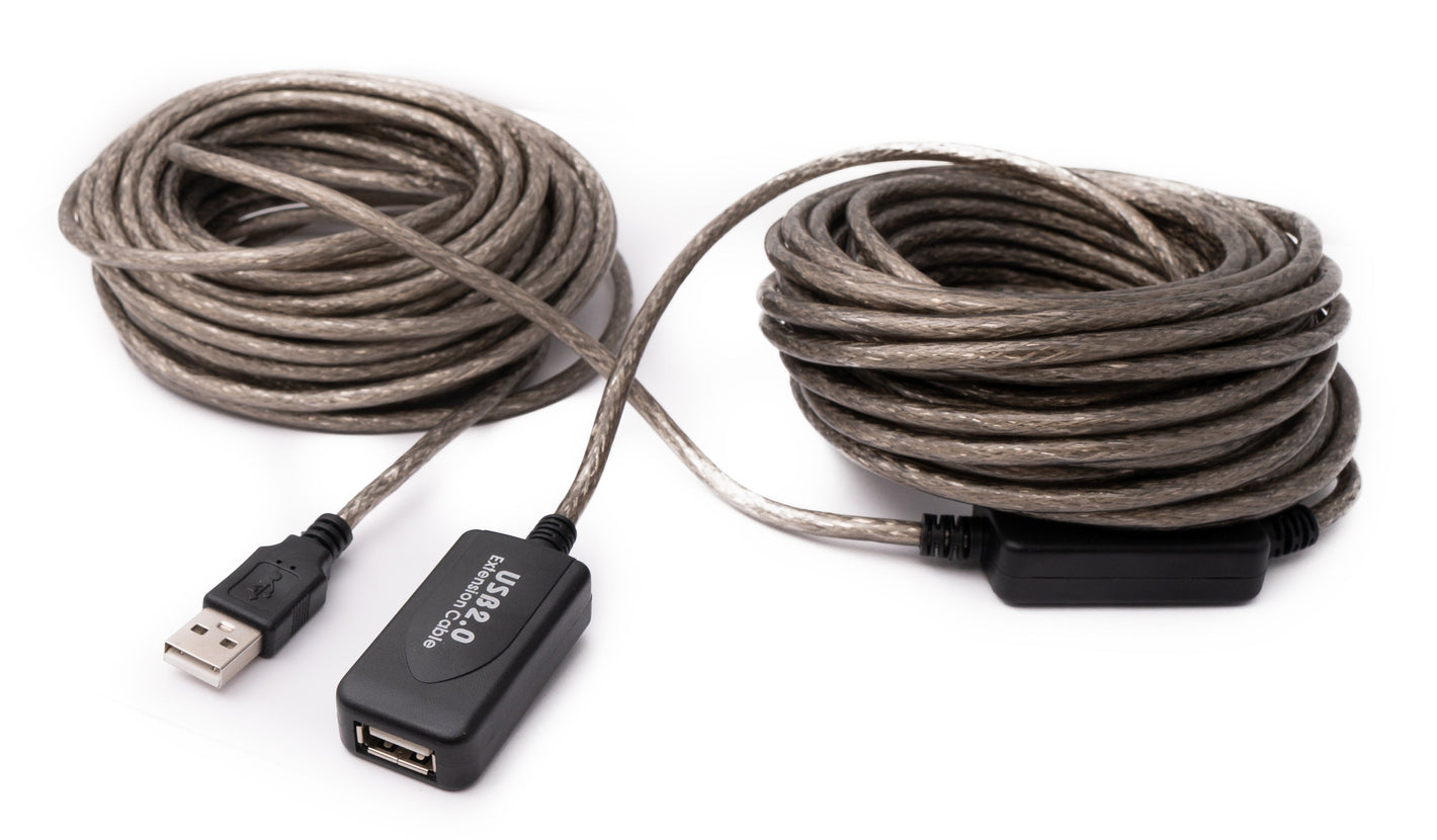 Cable USB 2.0 SYSTEM-S Cable tipo A macho a hembra de 20 m en color gris