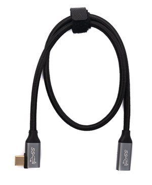 SYSTEM-S USB 3.1 Gen 2 cable 50 cm type C male to female braided angle adapter