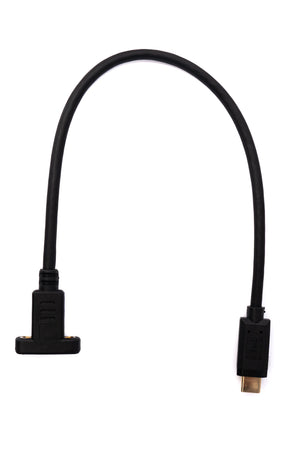 SYSTEM-S USB 3.1 Kabel 30 cm Typ C Stecker zu Buchse Schraube Adapter in Schwarz