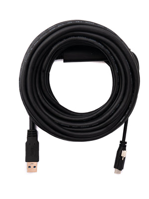 SYSTEM-S USB 3.1 cable 8 m type C plug to type A plug screw in black