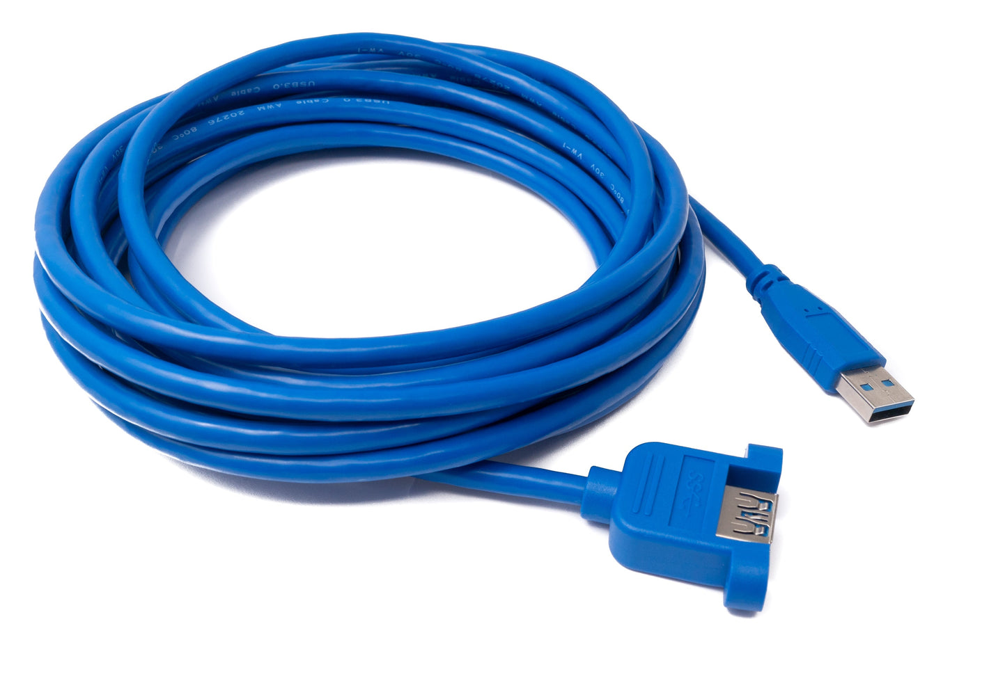 SYSTEM-S USB 3.0 cable 5 m type A male to female screw adapter in blue