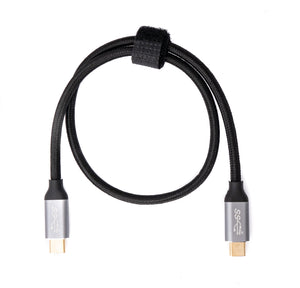 SYSTEM-S USB 3.1 Gen 2 100W Kabel 50 cm Typ C Stecker zu Stecker geflochten Adapter in Schwarz