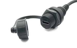 SYSTEM-S USB 3.1 Kabel 100 cm Typ C Stecker zu Buchse Bulkhead wasserfest Adapter Schwarz