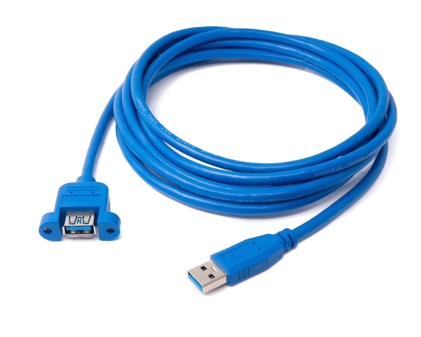 SYSTEM-S USB 3.0 cable 3 m type A male to female screw adapter in blue