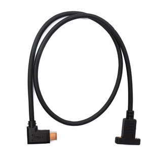 SYSTEM-S USB 3.1 Kabel 60 cm Typ C Stecker zu Buchse Schraube Winkel Adapter in Schwarz