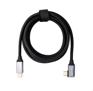Câble USB 3.1 Gen 2 100 W 2 m Adaptateur tressé coudé mâle vers mâle de type C en noir